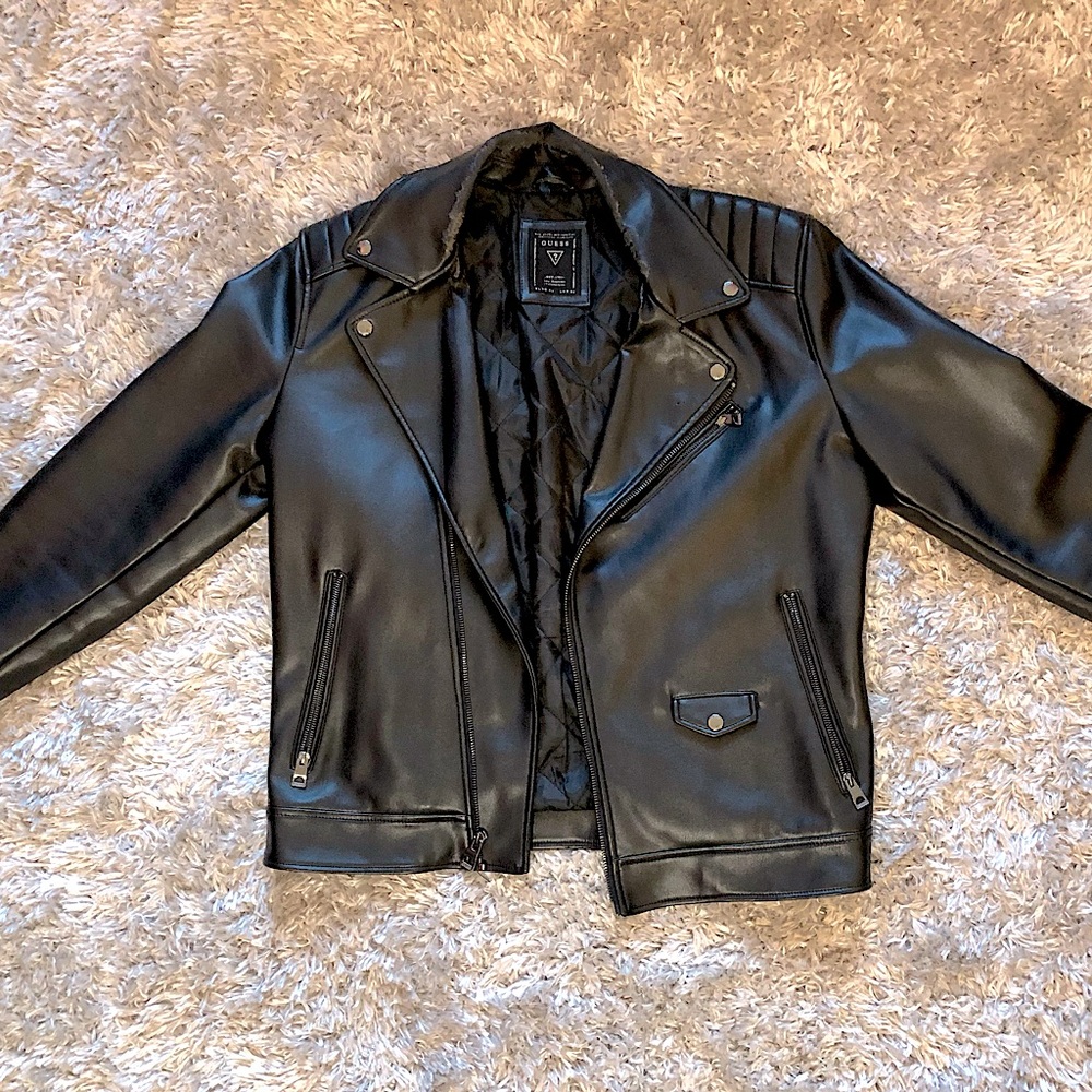 Men’s Guess Leather Biker Jacket - Slight Scuffs